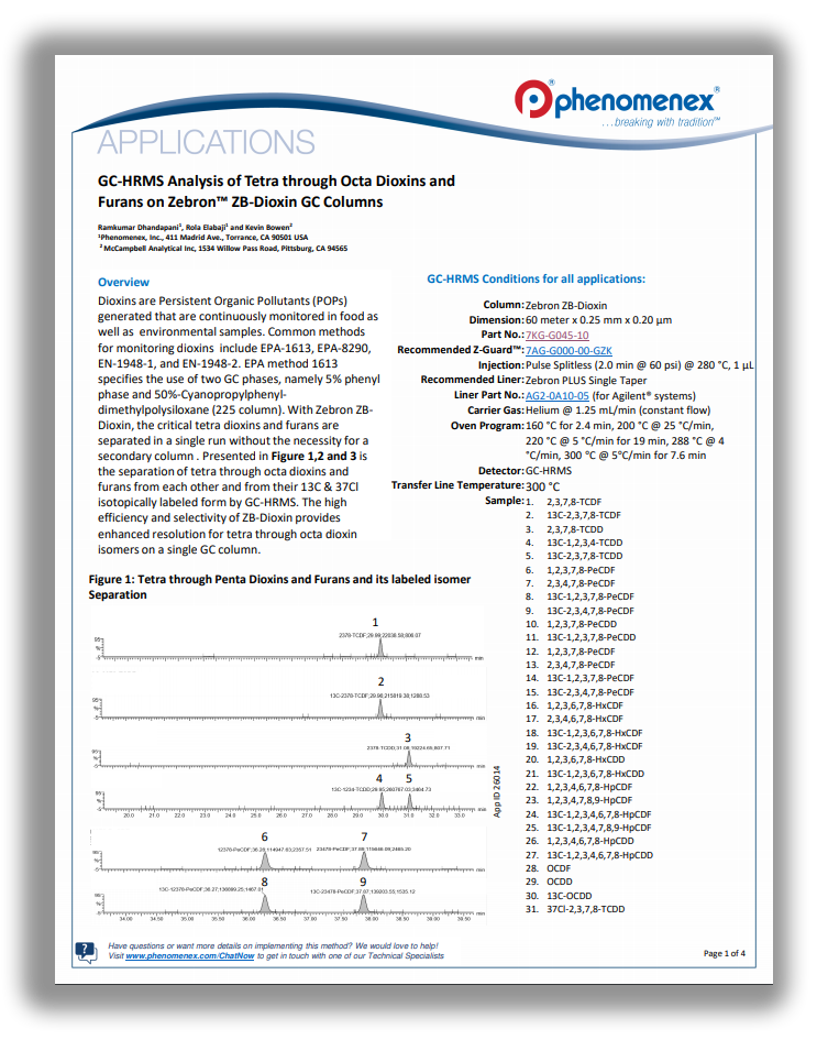 Analysis of Tetra through Octa Dioxins Technical Note