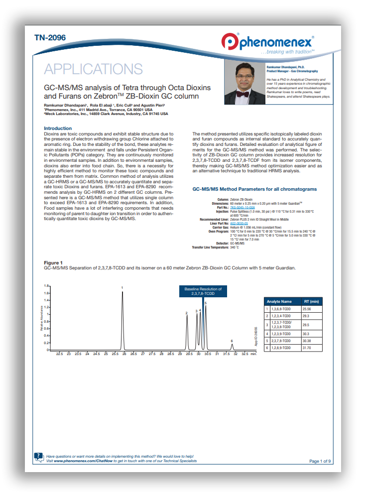 Analysis of Tetra Through Octa Dioxins and Furans Technical Note